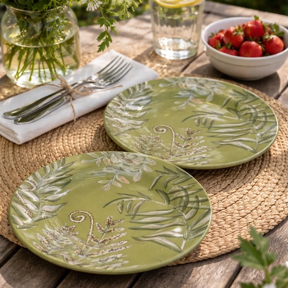 American Atelier Fern Green Botanical Salad Plates – Set of 2 – 8¾” - Picture 5 of 6